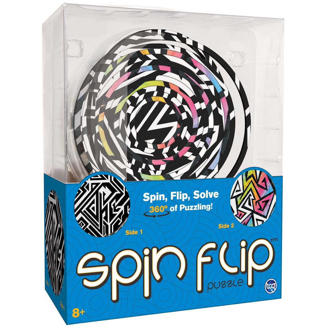 Spin Flip: Puzzle Abstract Fun - 14 Rings - 2-In-1: Double-Sided Puzzle, Spin-Flip-Solve, 360 Degress Of Puzzling, Fidget Toy, Adults & Kids Ages 8+